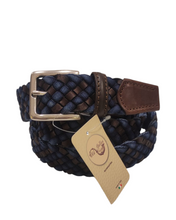 Carica l'immagine nel visualizzatore di Gallery, Cintura uomo intrecciata in cuoio e tessuto – OLD GALLES Made in Italy CT200418