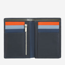 Carica l'immagine nel visualizzatore di Gallery, Portafoglio multicolore in pelle blu RFID - con 8 tasche porta carte