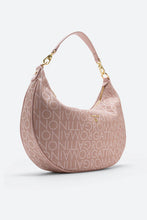 Carica l'immagine nel visualizzatore di Gallery, Borsa a spalla GATTINONI ROMA modello 8531 rosa in PU effetto tessuto con logo all over e dettagli dorati avanti