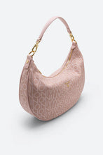 Carica l'immagine nel visualizzatore di Gallery, Borsa a spalla GATTINONI ROMA modello 8531 rosa in PU effetto tessuto con logo all over e dettagli dorati laterale