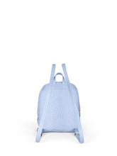 Carica l'immagine nel visualizzatore di Gallery, Zaino celeste Gattinoni Art. 8526 in poliuretano con logo all over e doppia zip dorata" retro
