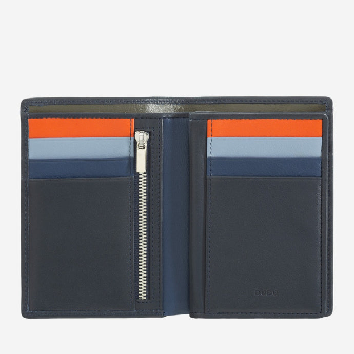 Portafoglio multicolore in pelle blu RFID - con 8 tasche porta carte