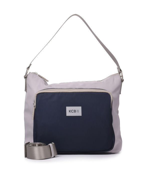Borsa a tracolla da donna KCB in poliestere grigio e blu, modello 3463 con tracolla regolabile e tasca frontale – ideale per l'uso quotidiano