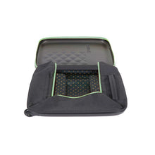 Carica l'immagine nel visualizzatore di Gallery, Trolley Rollink rigido in polipropilene, colore nero con cerniera verde, con manico telescopico, ruote silenziose e tasca laterale – modello richiudibile da viaggio 55x40x20 cm; interno
