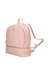 Carica l&#39;immagine nel visualizzatore di Gallery, Zaino rosa Gattinoni Art. 8526 in poliuretano con logo all over e doppia zip dorata&quot;laterale
