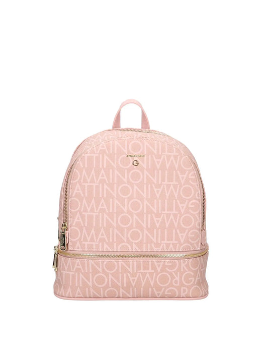 Zaino rosa Gattinoni Art. 8526 in poliuretano con logo all over e doppia zip dorata