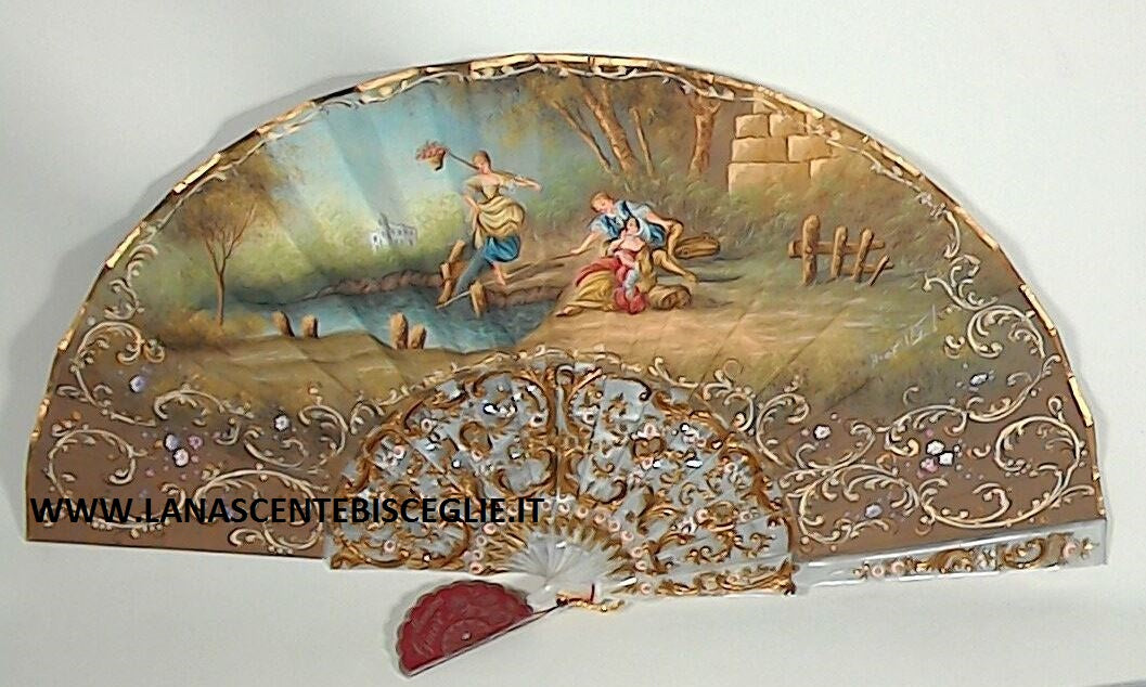 Ventaglio da Collezione GINER art..6144 in nacarina Bianco madreperlato
